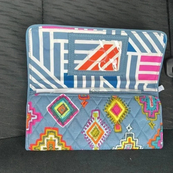 🆕 Vera Bradley Trifold Wallet Aztec Blue New With Tags and Glasses Case Bundle - Picture 5 of 11